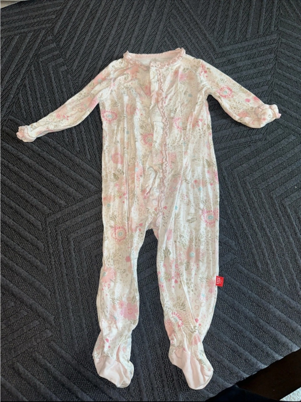 Soft Floral Pink Baby One-Piece Footed Pajamas Magnetic Me